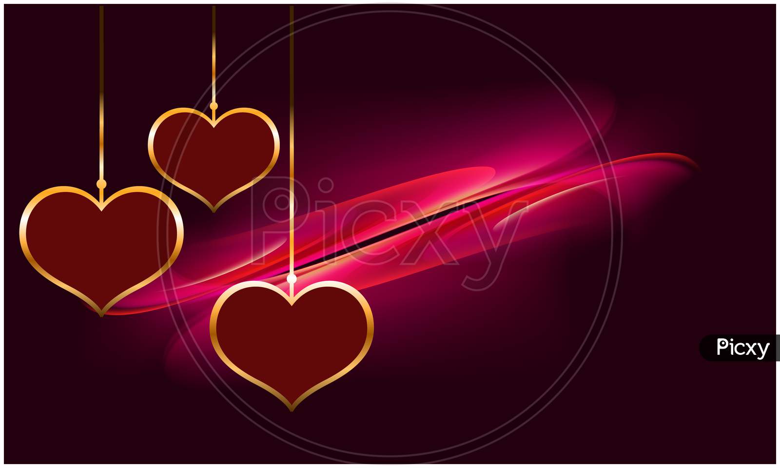Hanging Gold Heart On Abstract Background
