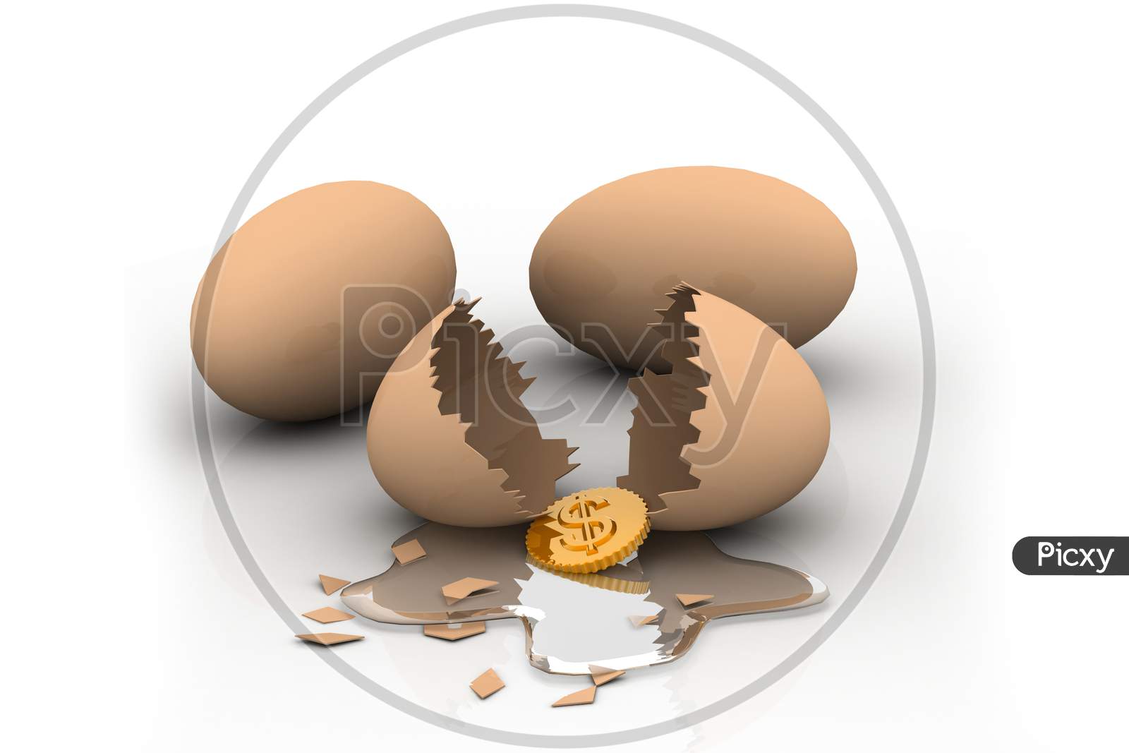 Broken Egg With Dollar Coin