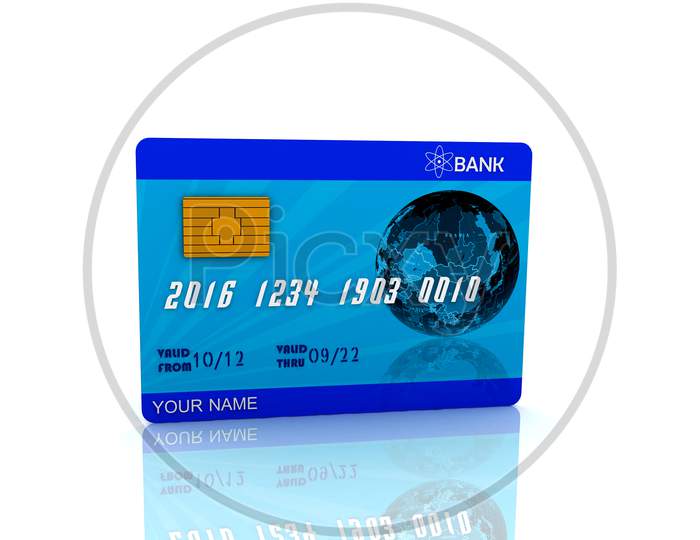 3D Multi Use  Atm Card In White Background