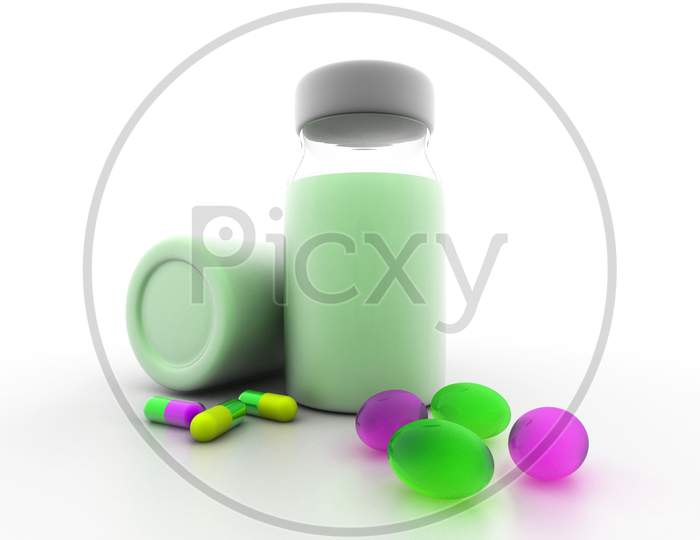 Medicine Bottles And Pills