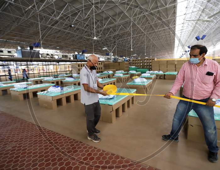 Volunteers Prepare  Covid-19 Care Centre At Radha Soami Satsang Beas That Can Accommodate More Than Ten Thousand Covid-19 Patients, One Of The Biggest In India, In Chattarpur, On June 26, 2020 In New Delhi, India.