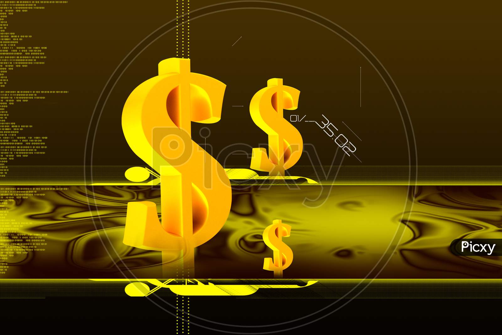 Digital Illustration Of Dollar Sign In Colour Background