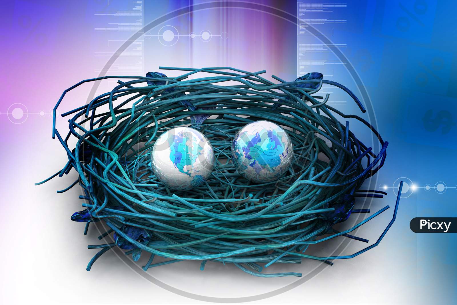 Two Earths In Being Protected In A Nest. Conceptual Design