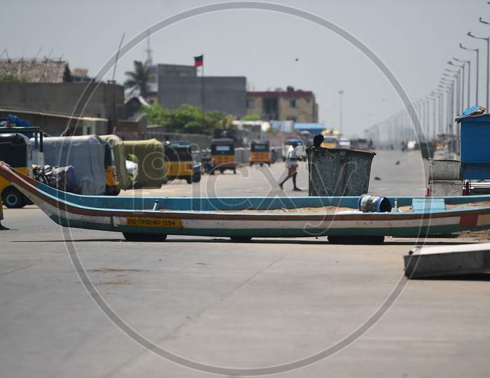 A Road Is Seen Blocked In A Containment Low-Income Residential Area After A Rise Of Covid-19 Infection Cases in Chennai