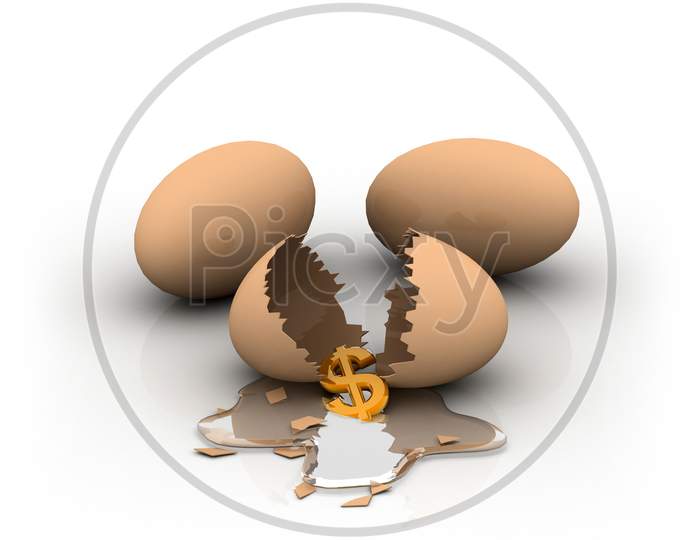 Broken Egg With Dollar Coin