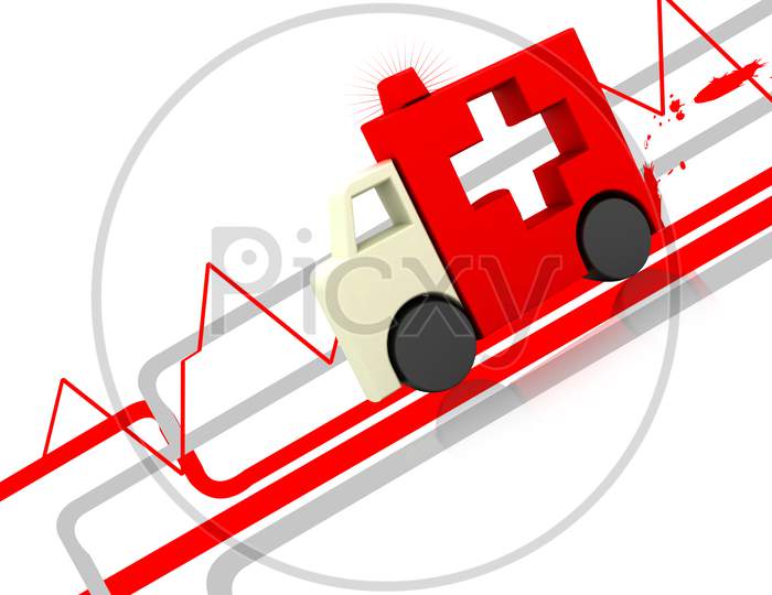Highly Rendering Ambulance Symbol In Color Background