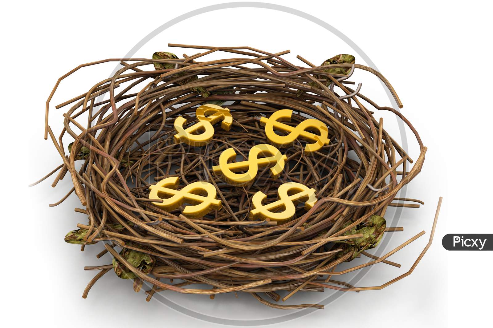 Dollar Sign In Being Protected In A Nest. Conceptual Design