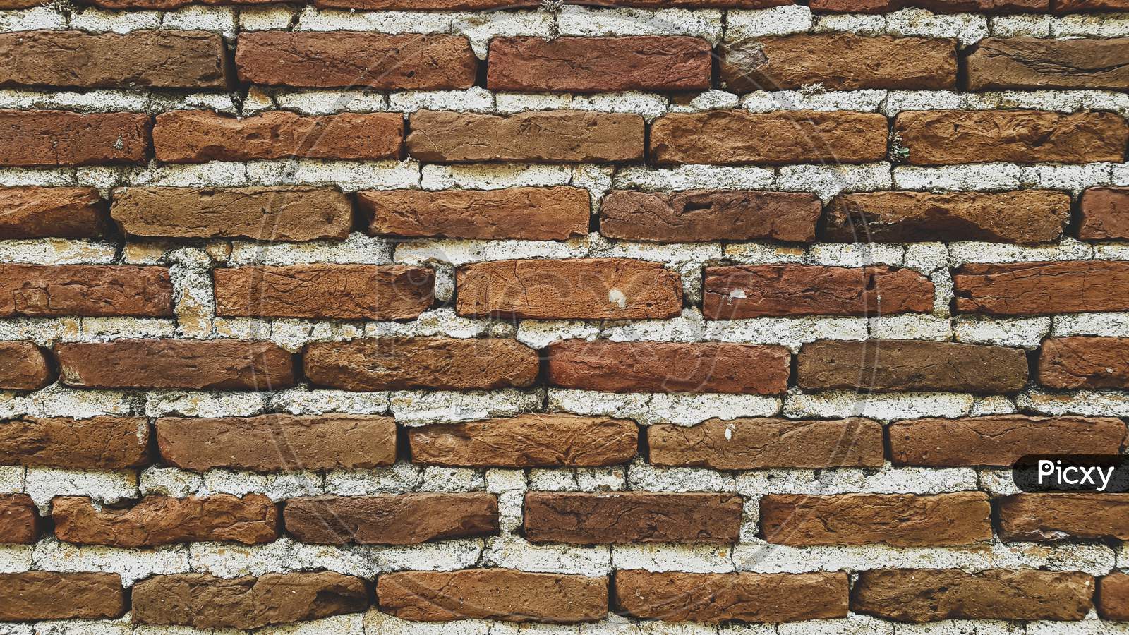 Brick Wall With Cement Mortar Close-Up.