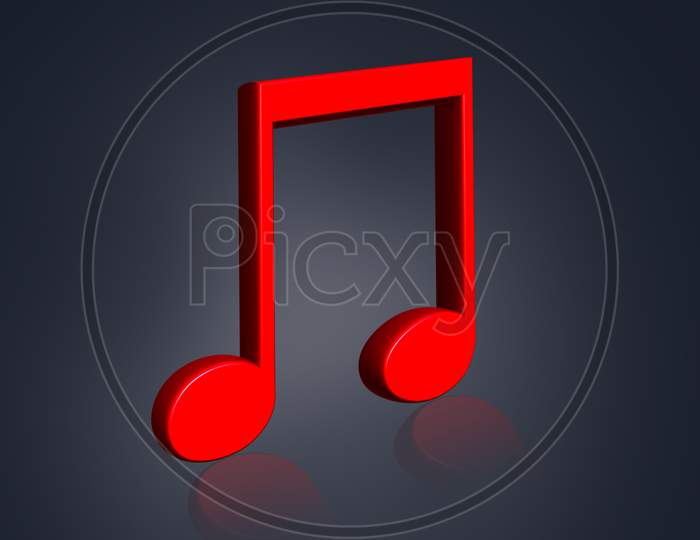Highly 3D  Rendering Music Symbol In Color Background