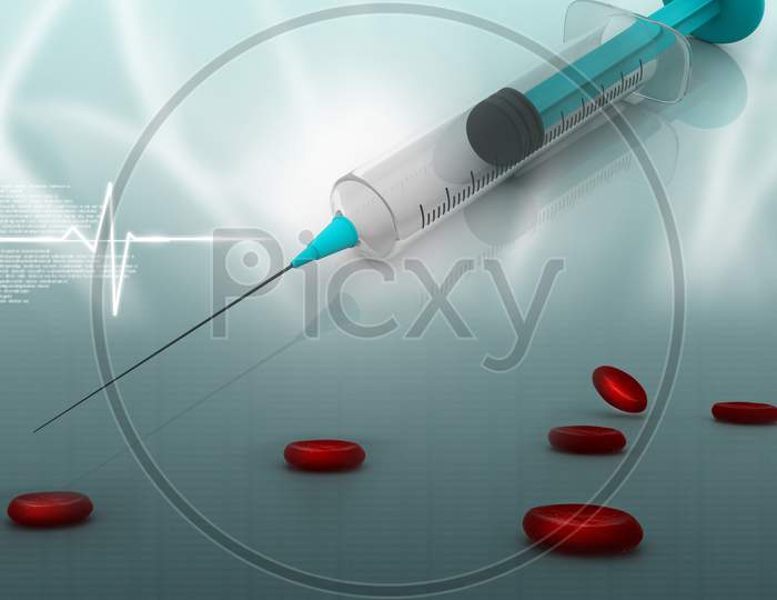 Digital Illustration Of A Medical Syringe