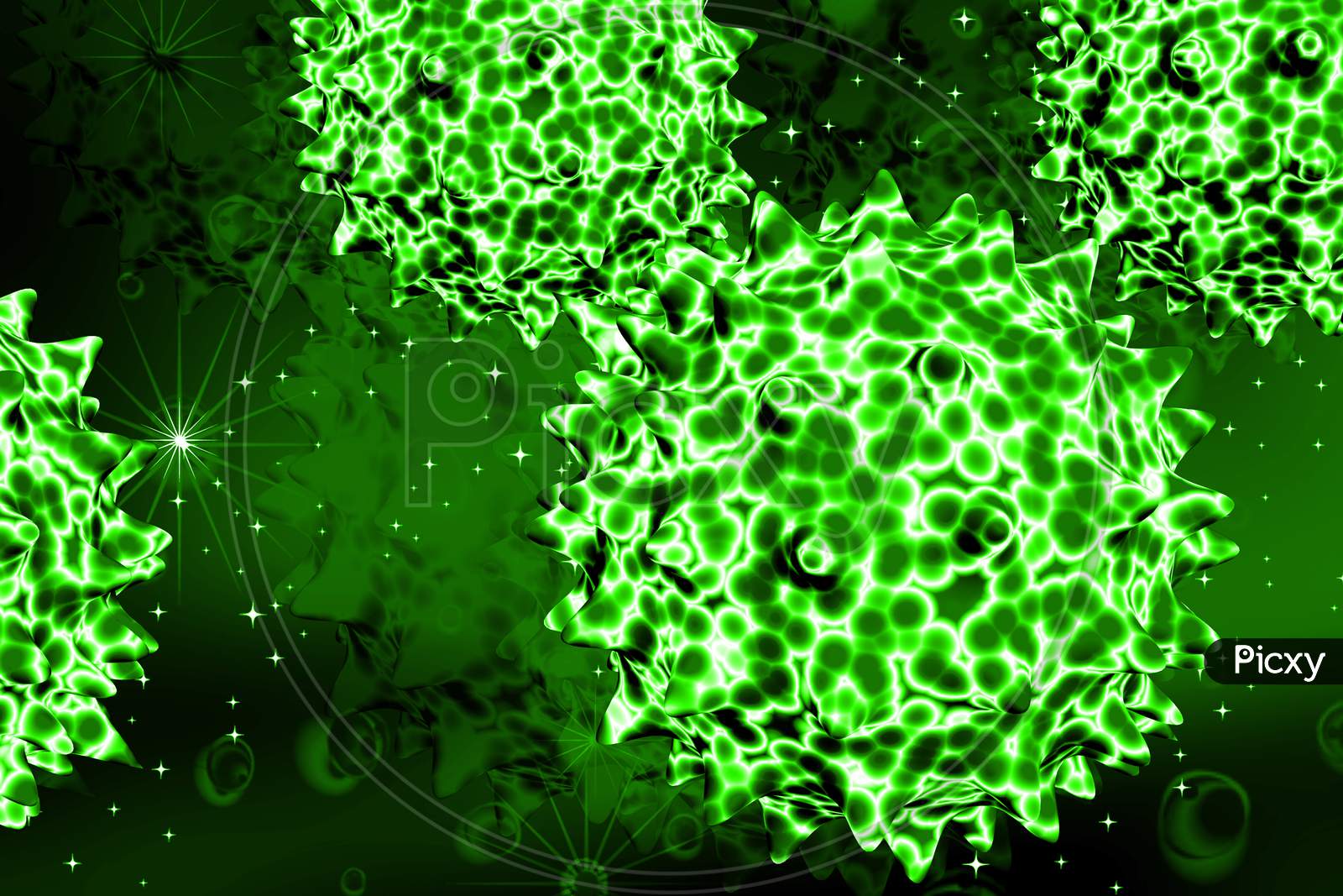 Digital Illustration Of 3D Virus In Color Background