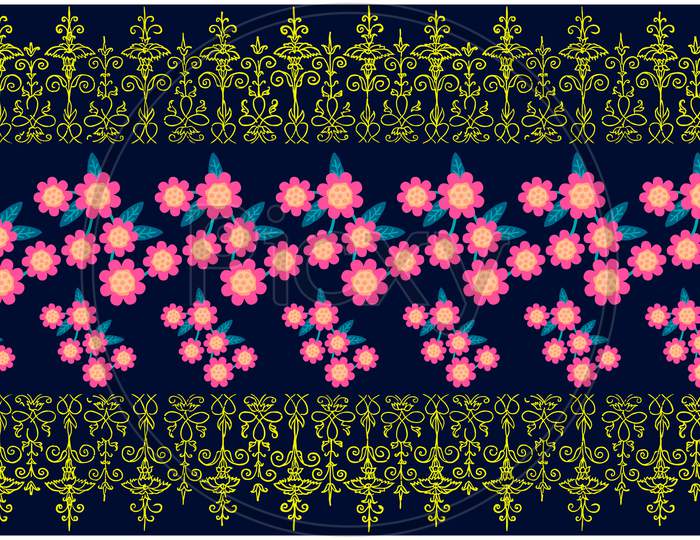 Digital Textile Design Of Floral Art