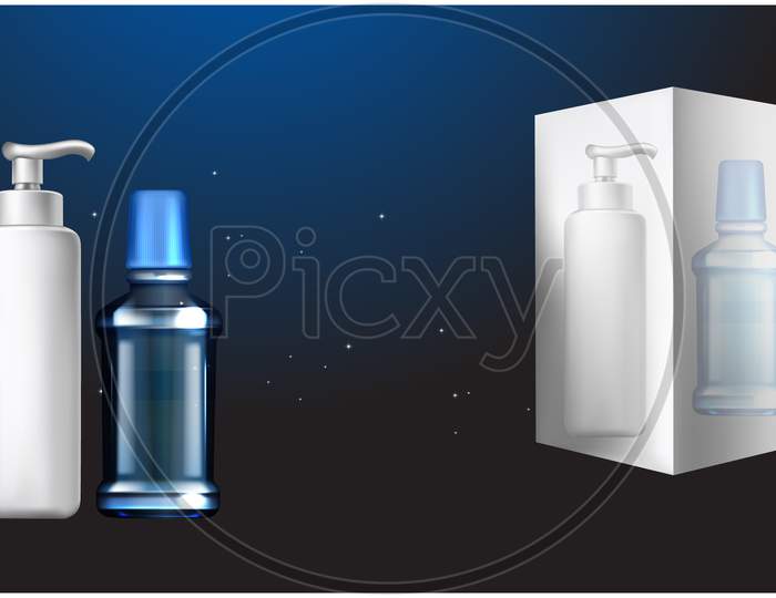 Mock Up Illustration Of Mouth Cleaning Product On Abstract Background