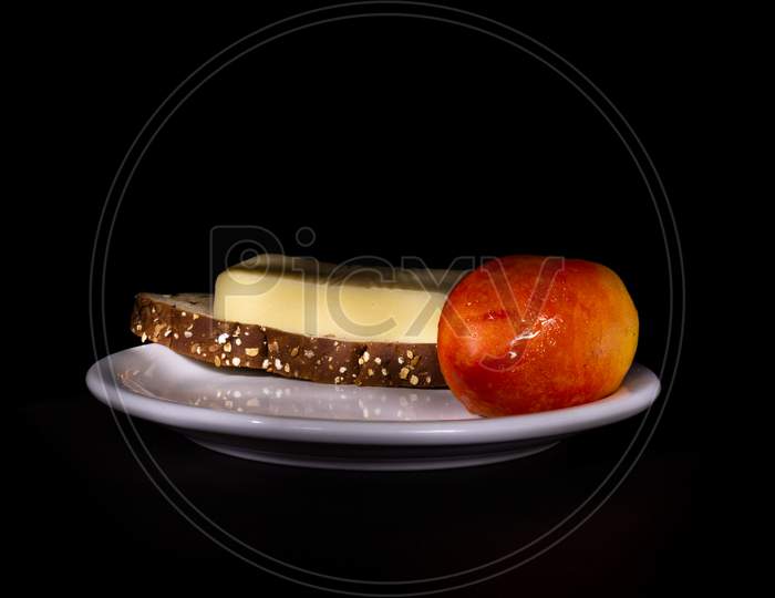 Food For A Collation With Healthy Food. Food For Vegetarians. Our Black Background.
