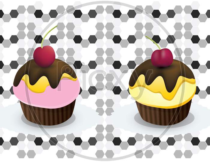 Cupcakes Are On Light And Dark Background