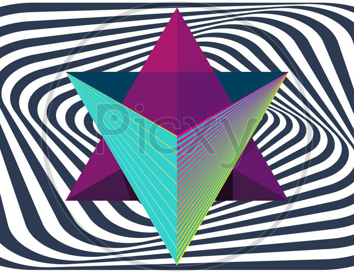 Combination Of Triangle Make A Star On Abstract Box Background