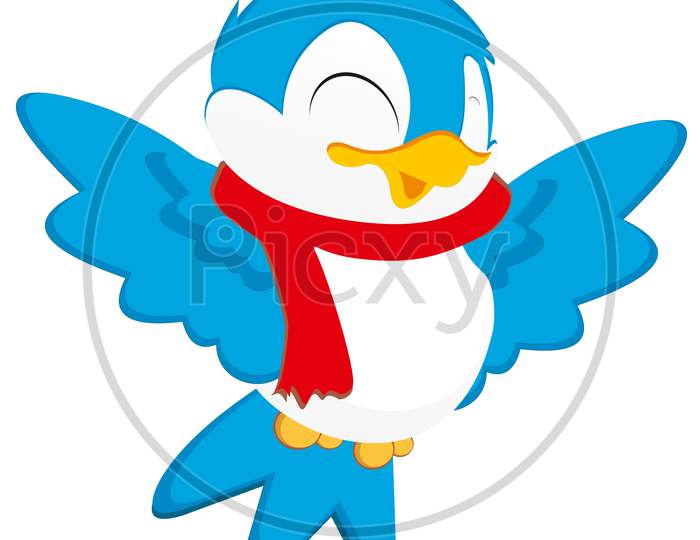 A Blue Bird Is Enjoying New Year Celebration