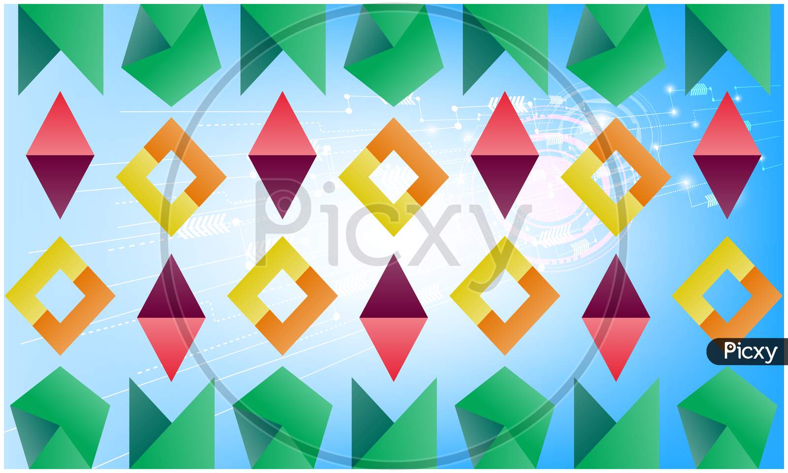 Digital Textile Design Of Polygon Art On Abstract Background