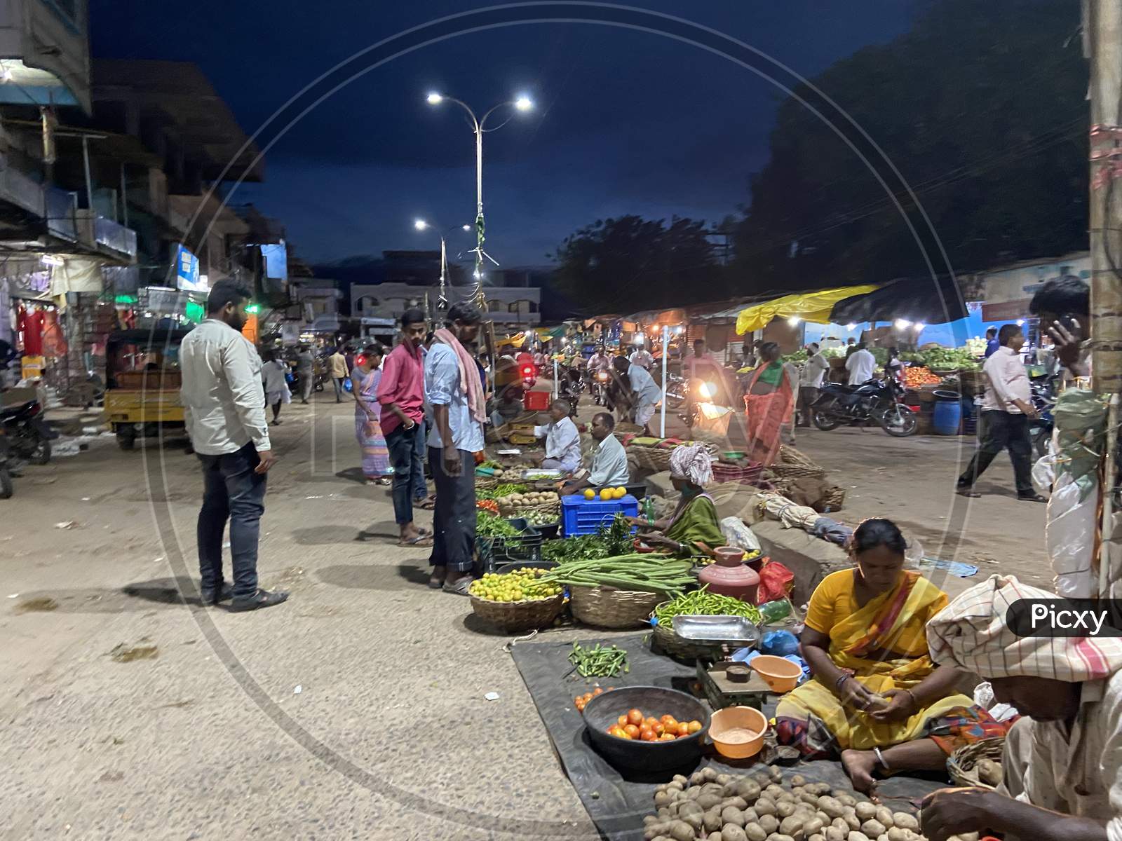 Vegetable vendors in a rural town.