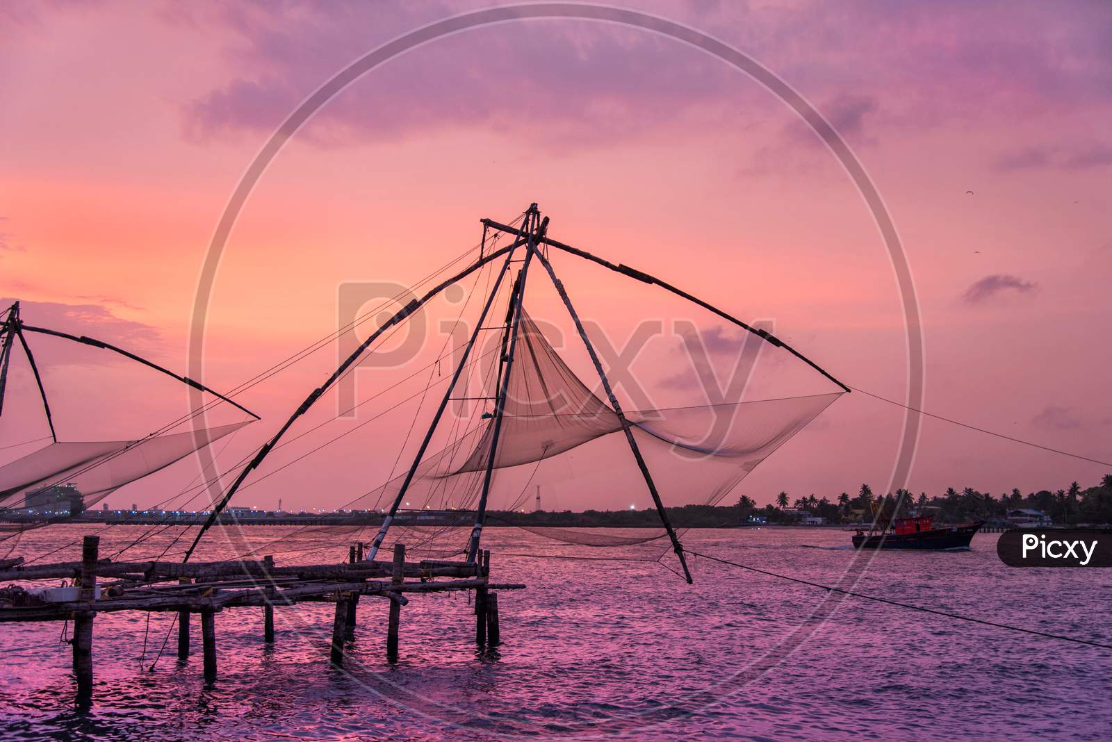Chinese fishing net at Fort Kochi, Kochi, Kerala, India.