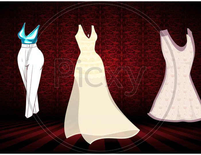 Mock Up Illustration Of Sexy Dress On Abstract Background