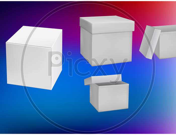 Mock Up Illustration Of Big Empty Boxes On Abstract Background
