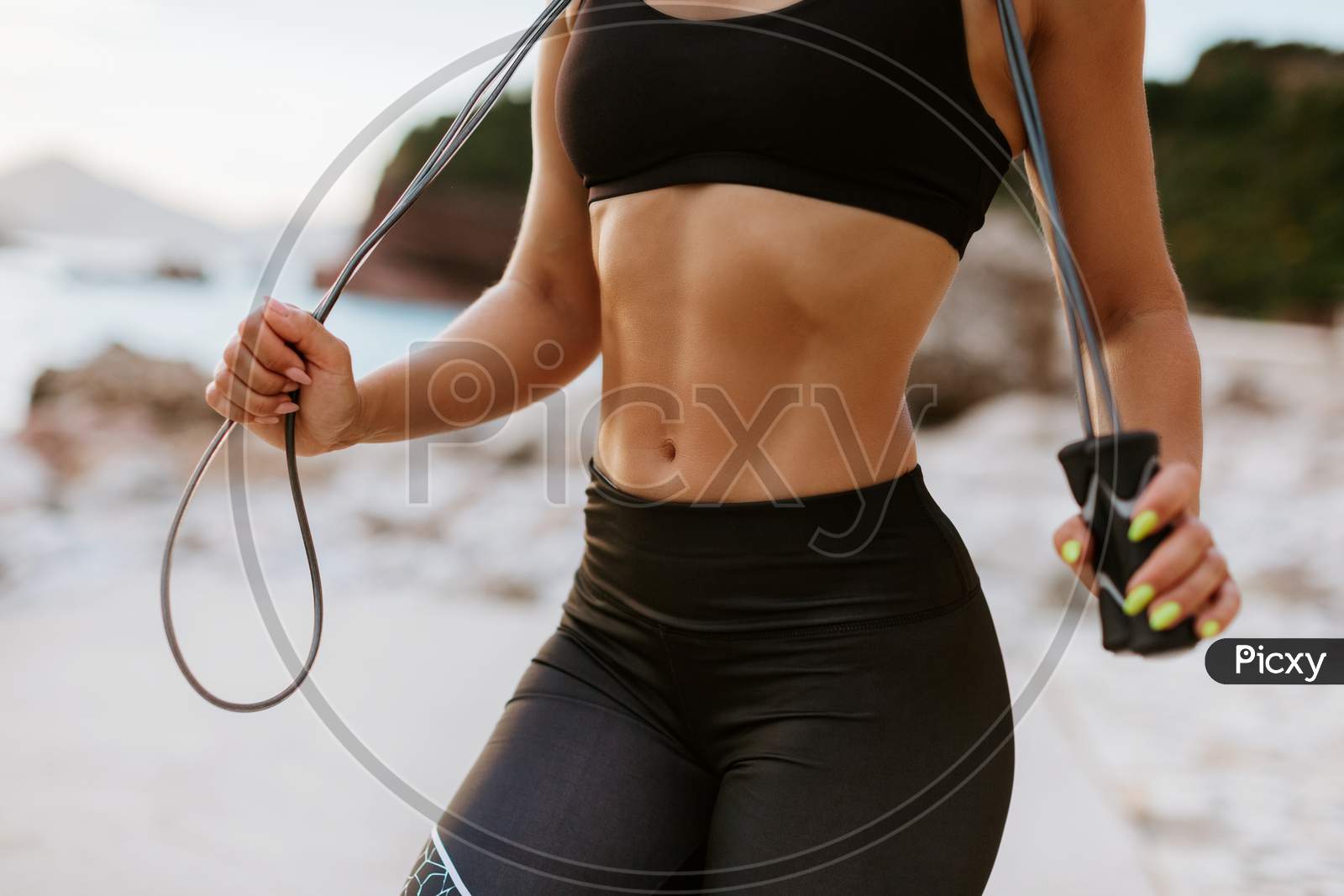 Sporty Woman Abs Stomach