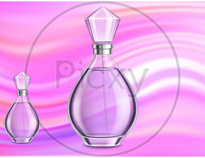 Mock Up Illustration Of Female Perfume On Abstract Background
