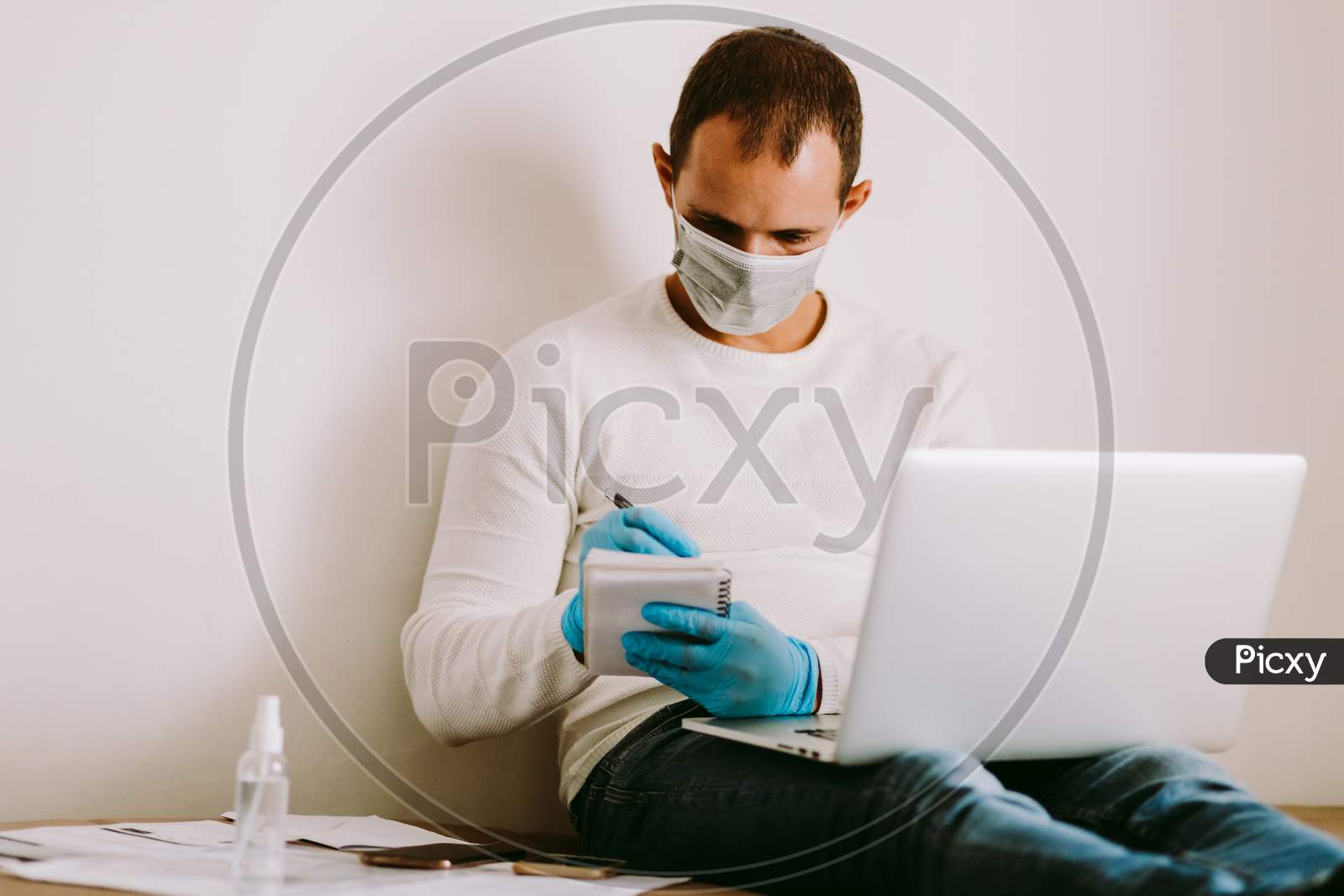 Man Working At Home On Quarantine Self Isolation