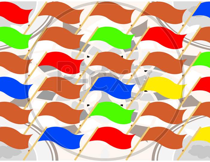 Digital Textile Design Of Color Flags Art