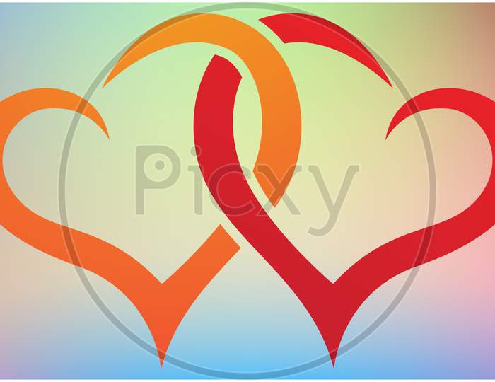 Love Hearts On Abstract Color Background