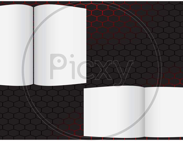 Mock Up Illustration Of Open Magazine On Abstract Background