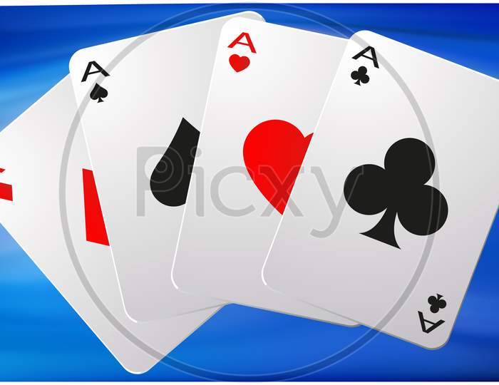 Collection Of Four Aces On Abstract Background