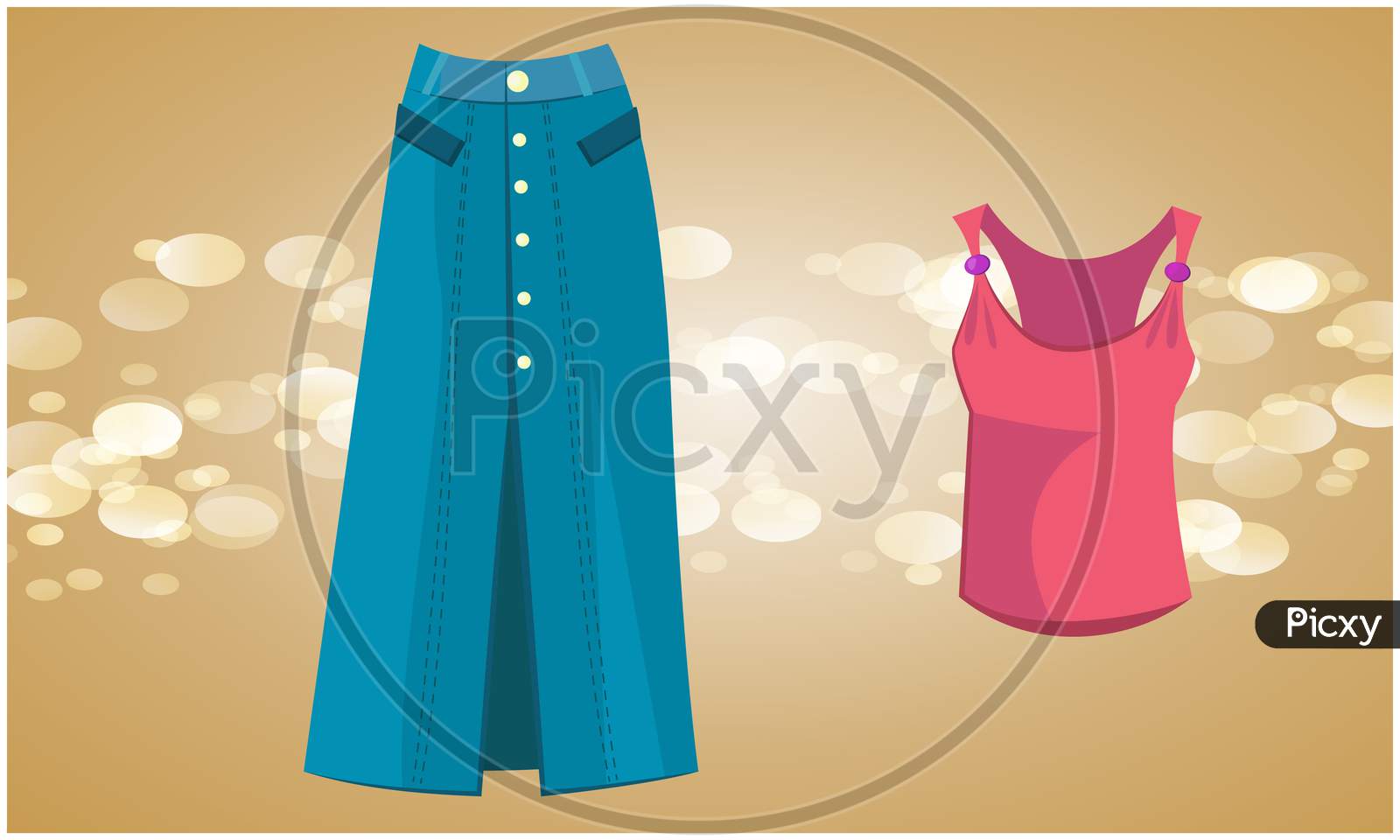 Mock Up Illustration Of Female Fashion Wear On Abstract Background