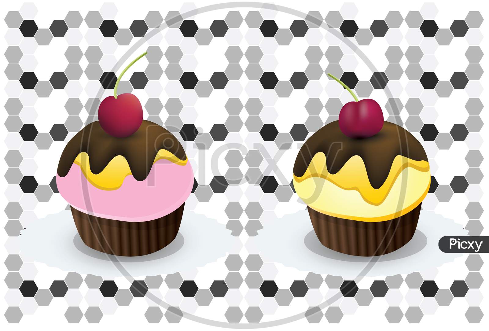 Cupcakes Are On Light And Dark Background