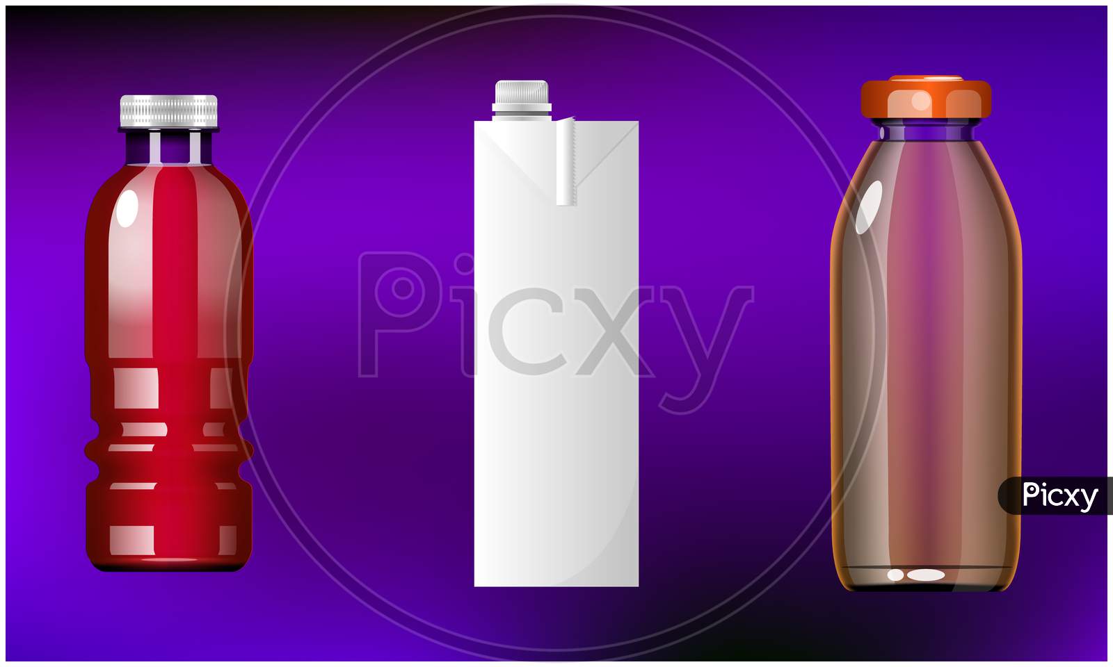 Mock Up Illustration Of Different Pack Of Juice On Abstract Background
