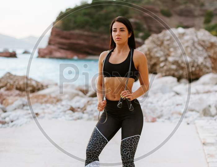 Sporty Woman Posing Outdoors