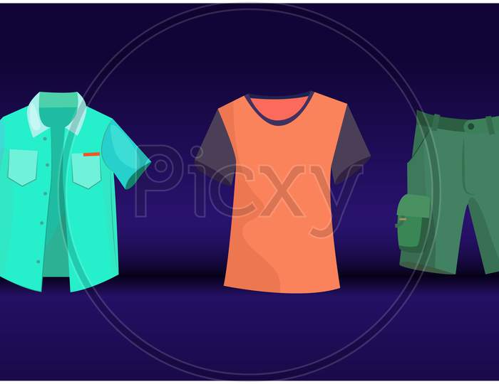 Mock Up Illustration Of Male Fashion Wear On Abstract Background