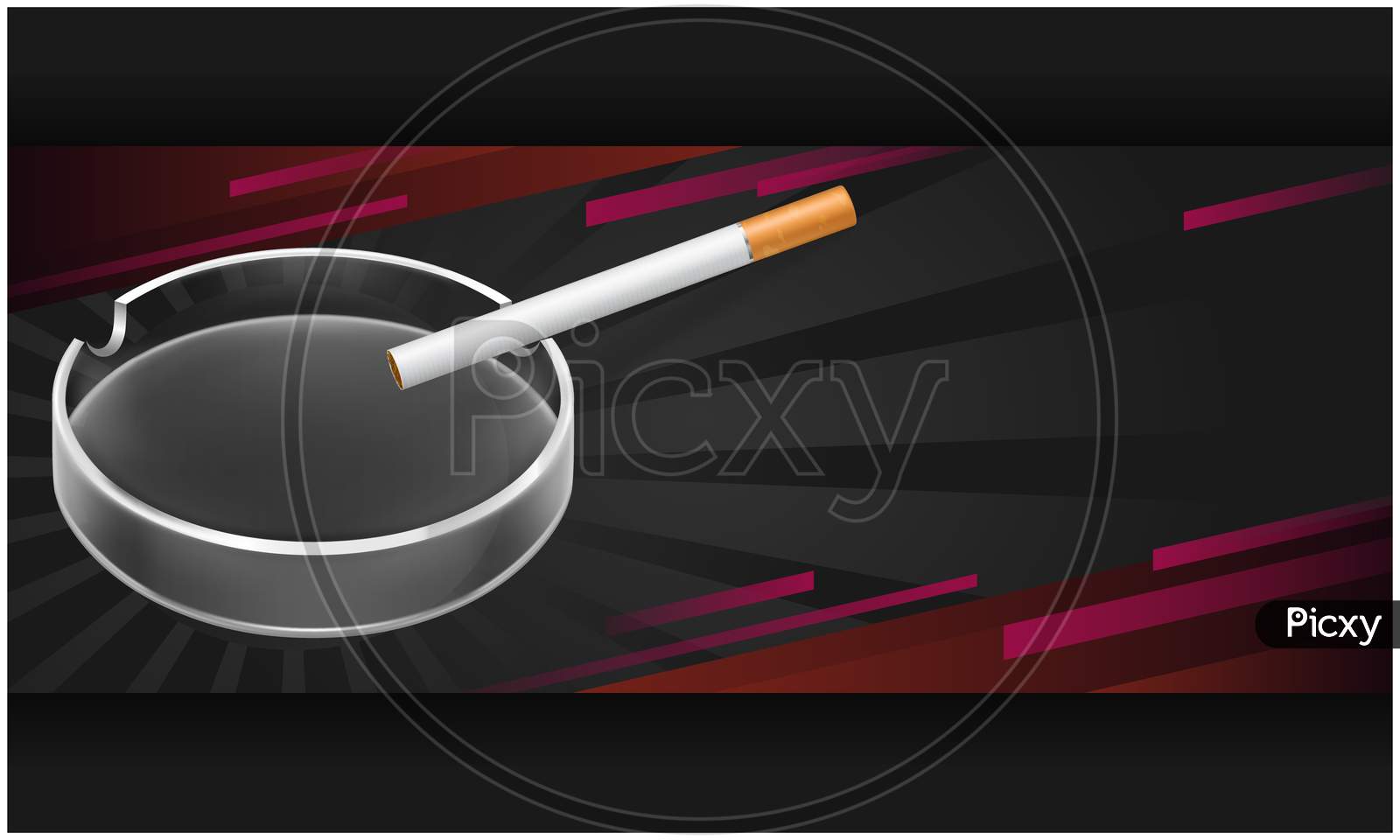 Mock Up Illustration Of Cigarette And Ashtray On Abstract Background