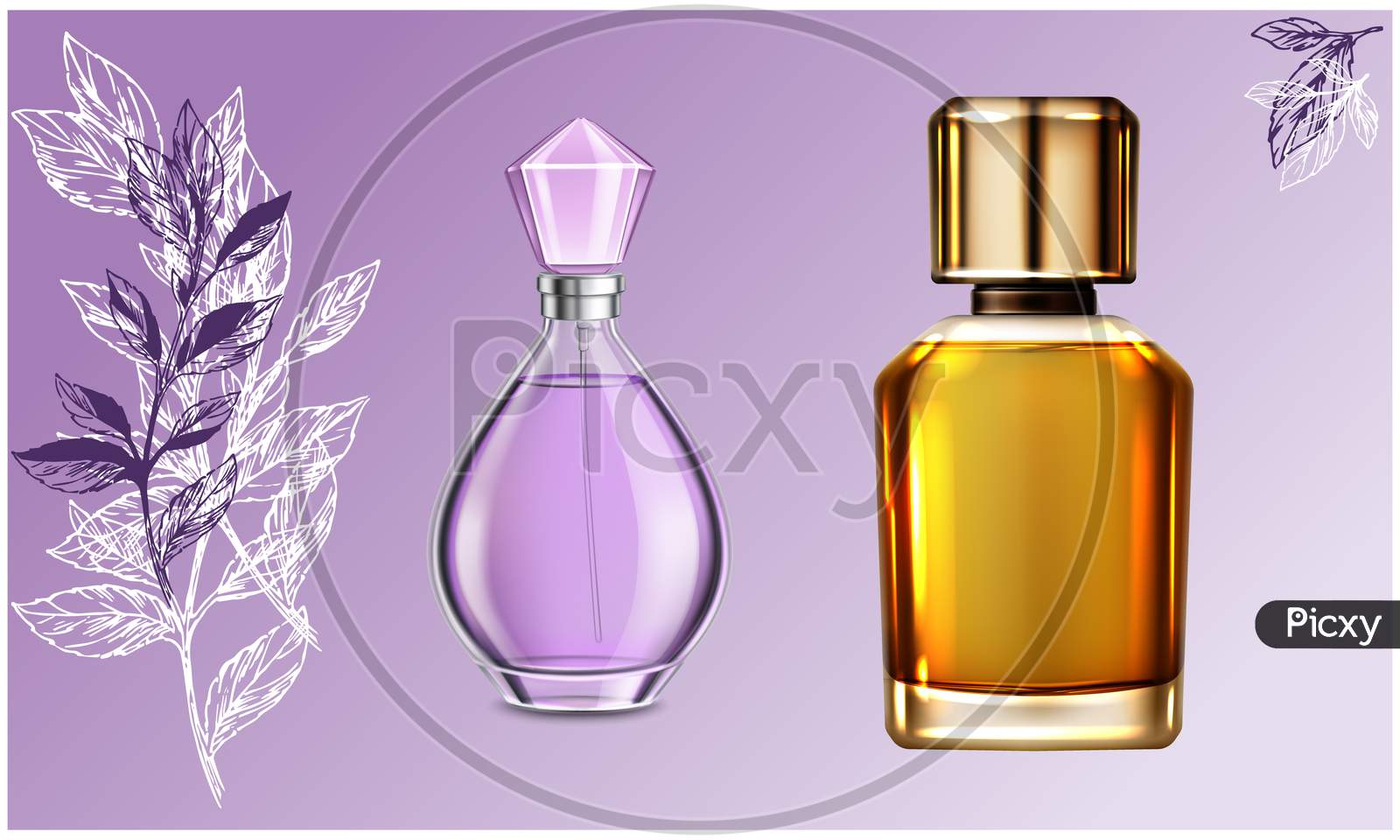 Mock Up Illustration Of Couple Perfume On Abstract Background