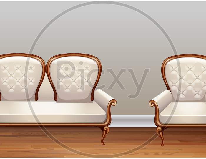 Mock Up Illustration Of Couch On Abstract Background