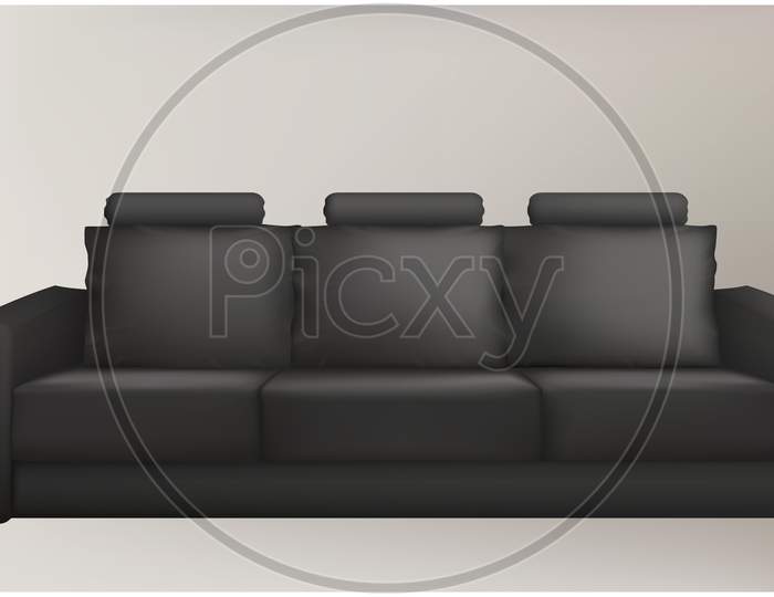 Mock Up Illustration Of Black Corporate Couch Abstract Background