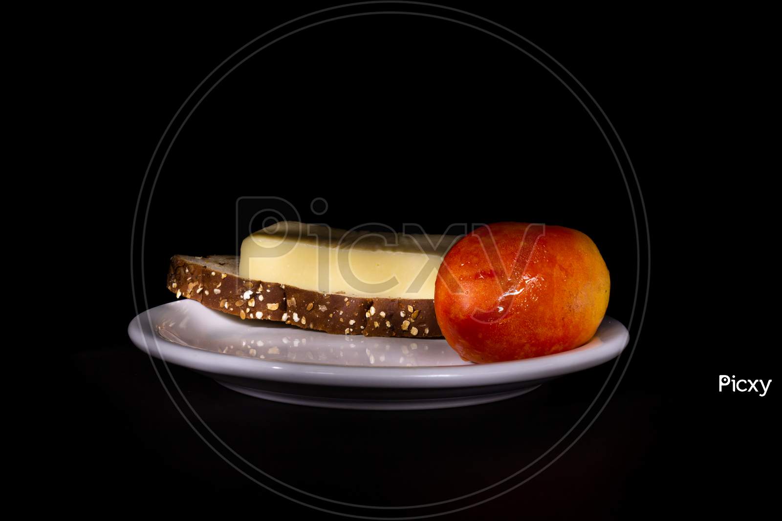 Food For A Collation With Healthy Food. Food For Vegetarians. Our Black Background.