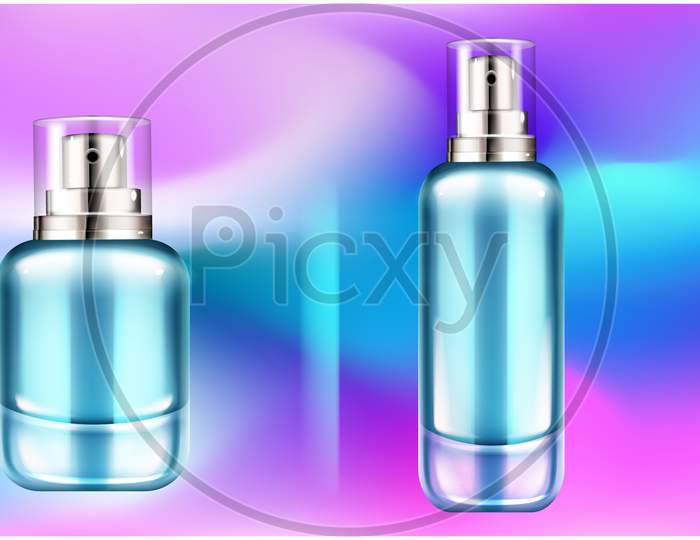 Mock Up Illustration Of Different Types Of Perfume Bottle On Colorful Background
