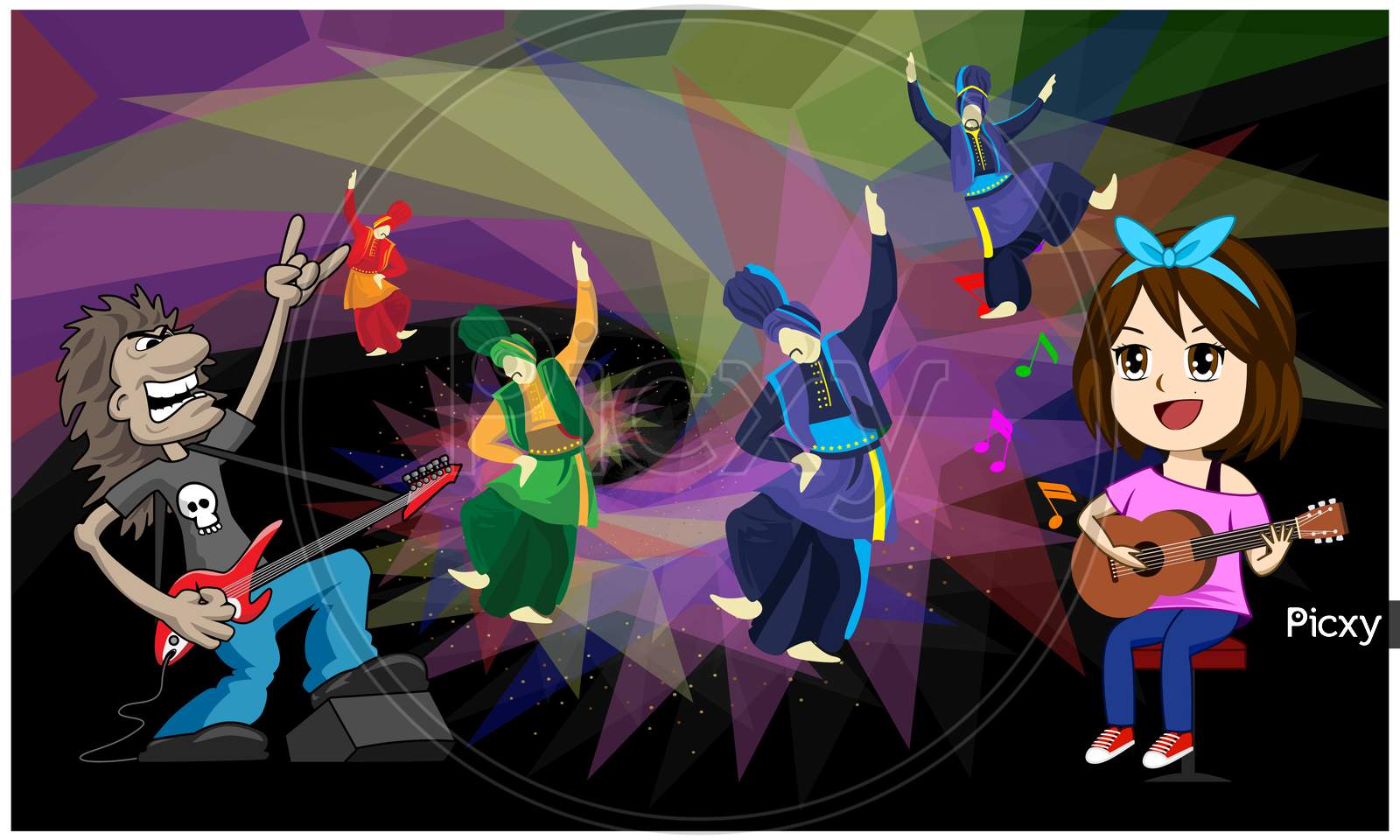 Rock Music And Dance Party On Abstract Background