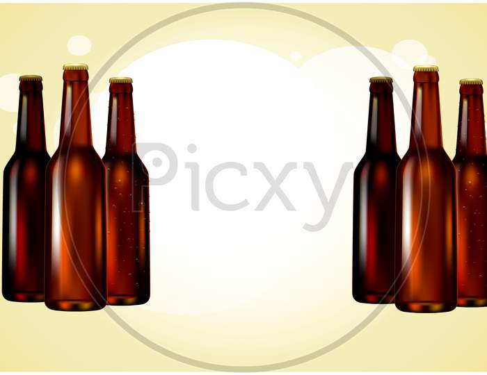Mock Up Illustration Of Beer Bottle On Abstract Background