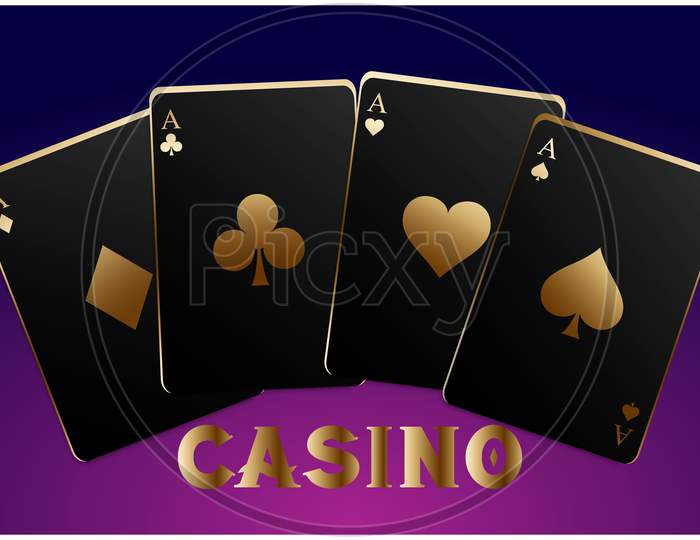 Four Aces Of Game Casino On Abstract Background