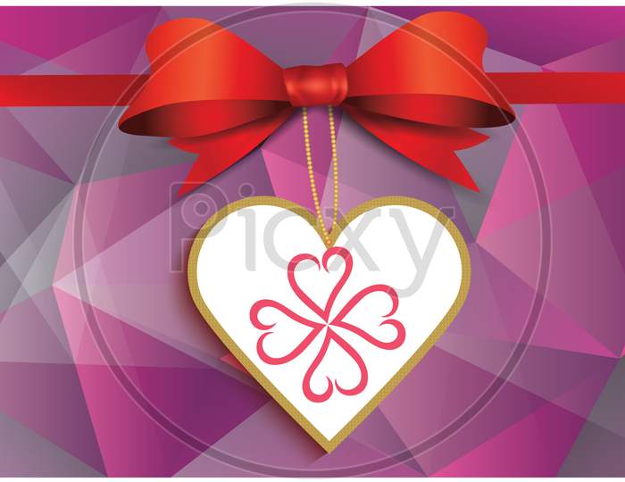 Heart With Ribbon On Abstract Background
