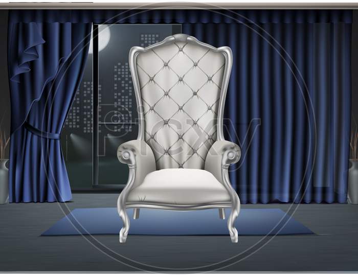 Mock Up Illustration Of Big Chair In A Dark Room