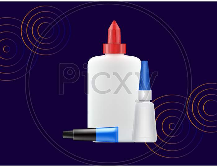 Mock Up Illustration Of Glue Package On Abstract Background